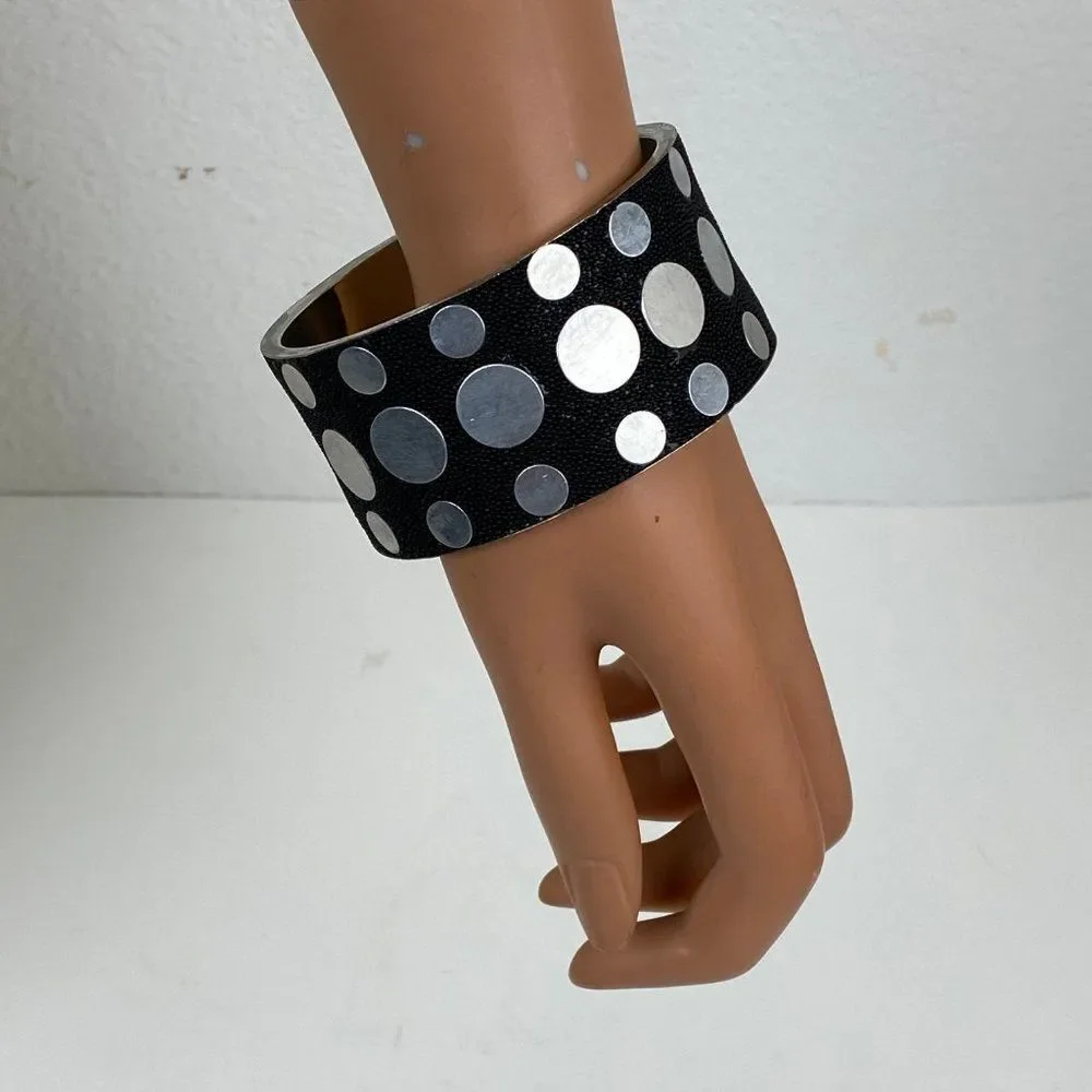Set of Four Cuff Bracelets Wood, Beaded, Metal